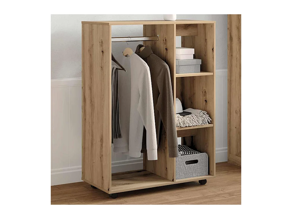 Handgemaakte eikenhouten kledingkast 80x40x110 cm van bewerkt hout