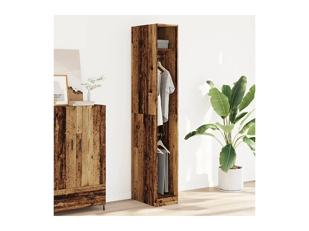 Kledingkast oud hout 30x50x200 cm bewerkt hout