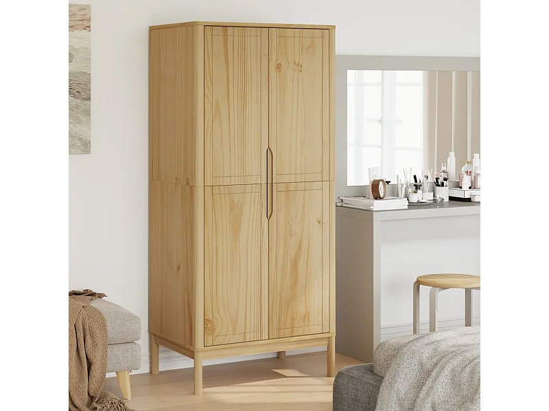 FLORO bruine waskast 77x53x171 cm massief grenenhout