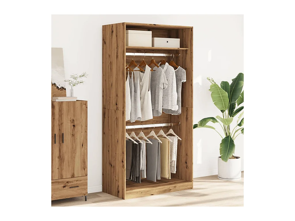 Handgemaakte eikenhouten kledingkast 100x50x200 cm van bewerkt hout