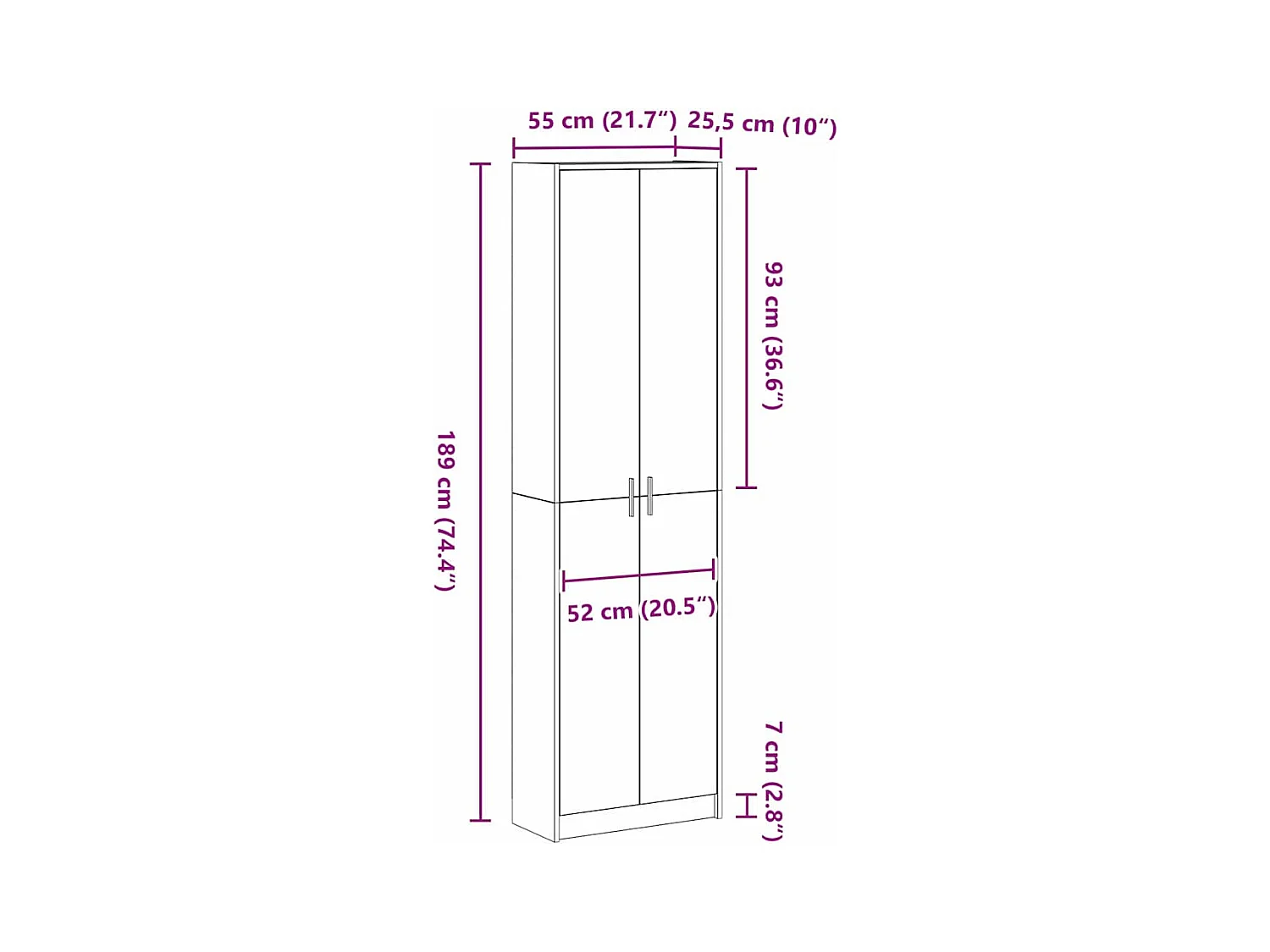 Armoire Sonoma gris 55 x 25 x 189 cm Bois d'ingénierie