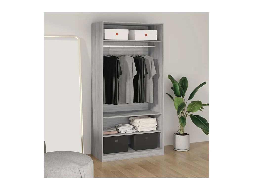 Armadio grigio Sonoma 100x50x200 cm in legno ingegnerizzato