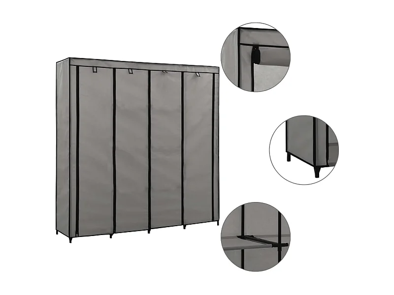 Armario con 4 compartimentos Gris 175x45x170 cm