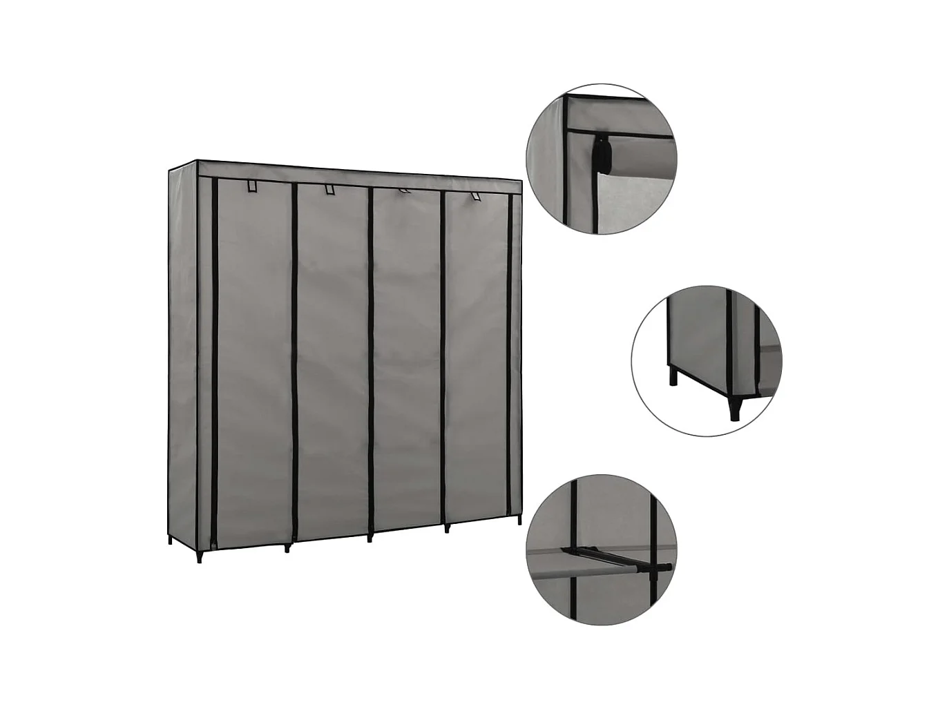 Kledingkast met 4 compartimenten Grijs 175x45x170 cm