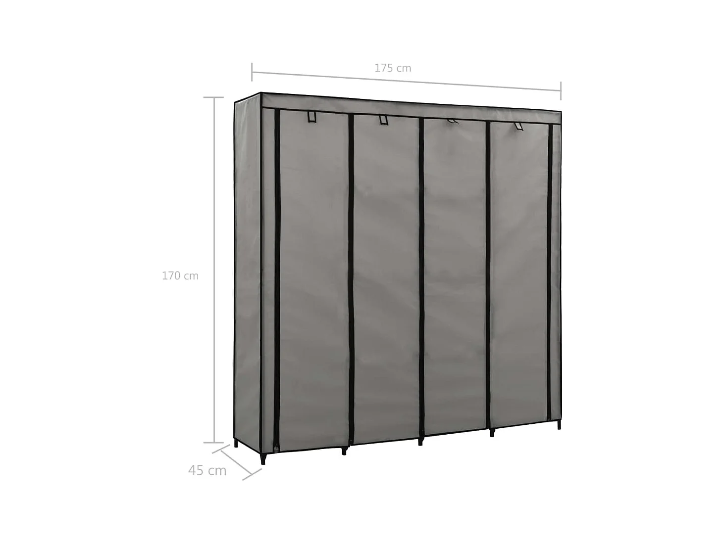 Kledingkast met 4 compartimenten Grijs 175x45x170 cm