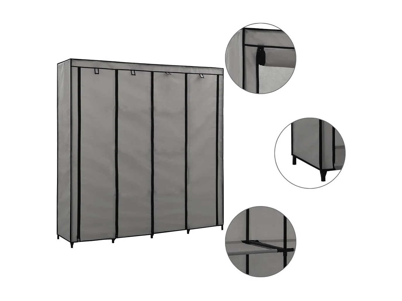 Armario con 4 compartimentos Gris 175x45x170 cm