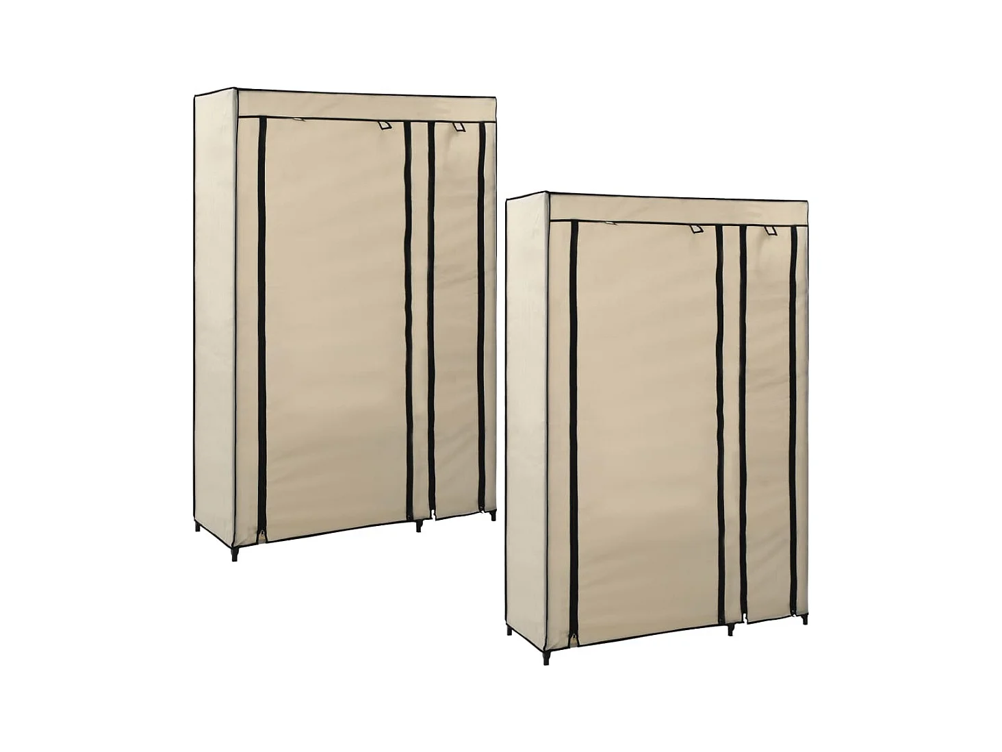 Garde-robes pliables 2 pcs Crème 110x45x175 cm Tissu