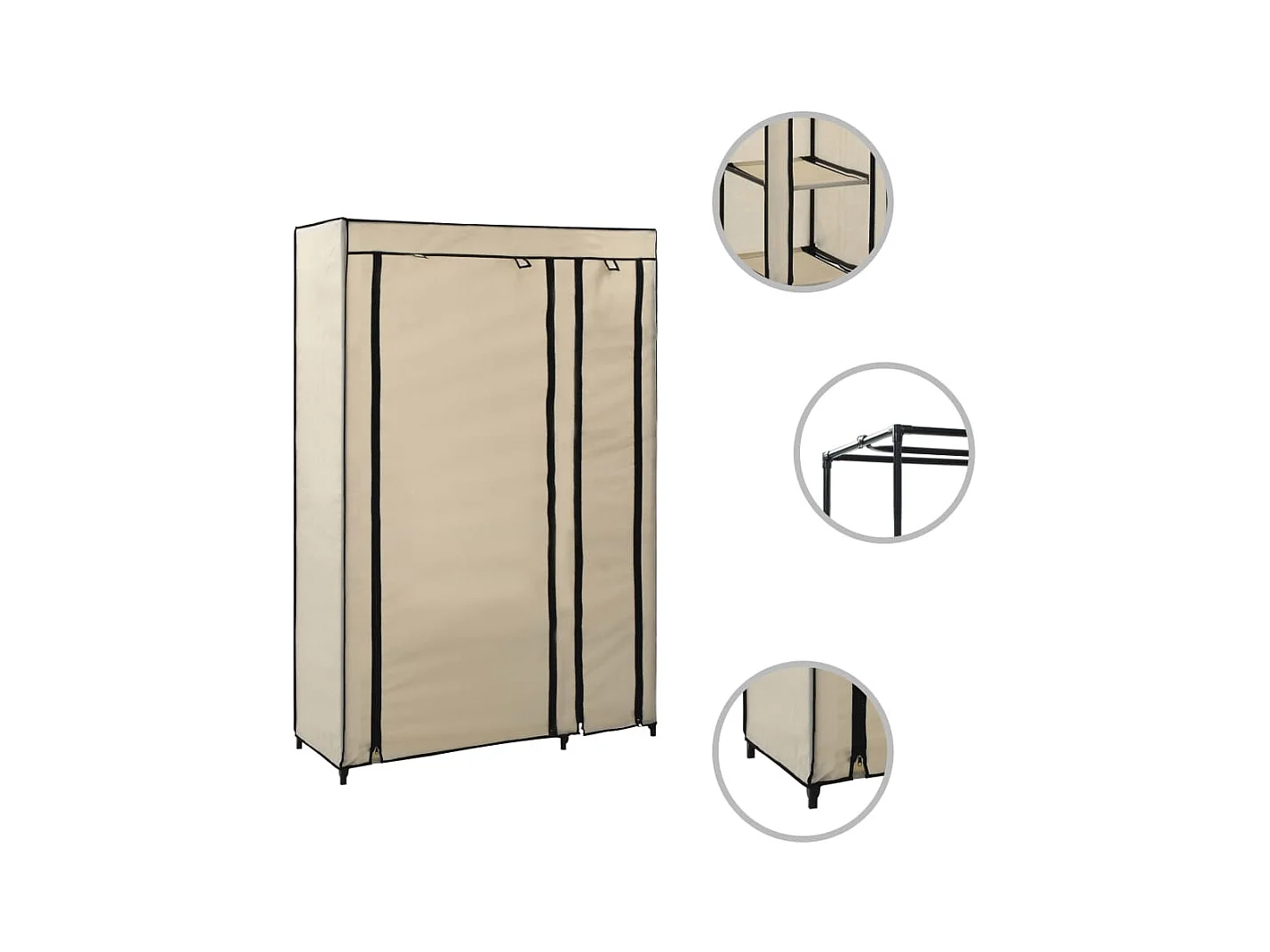 Garde-robes pliables 2 pcs Crème 110x45x175 cm Tissu