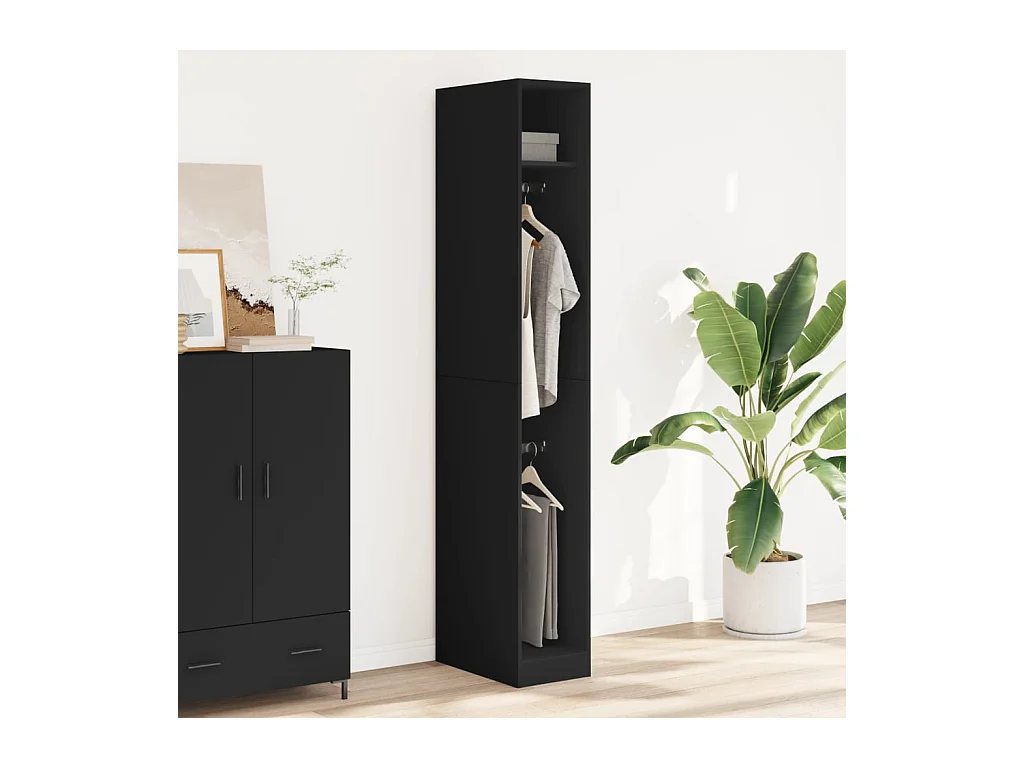 Zwarte kledingkast 30x50x200 cm van bewerkt hout
