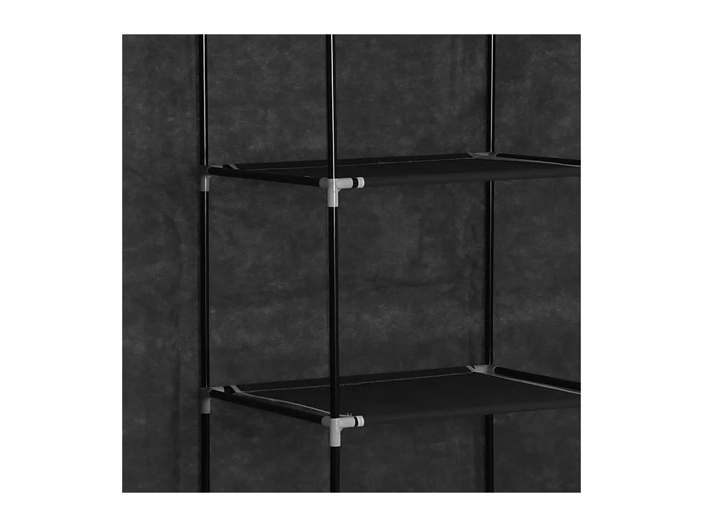 Kledingkast met vakken en stangen Zwart 150x45x175 cm Stof