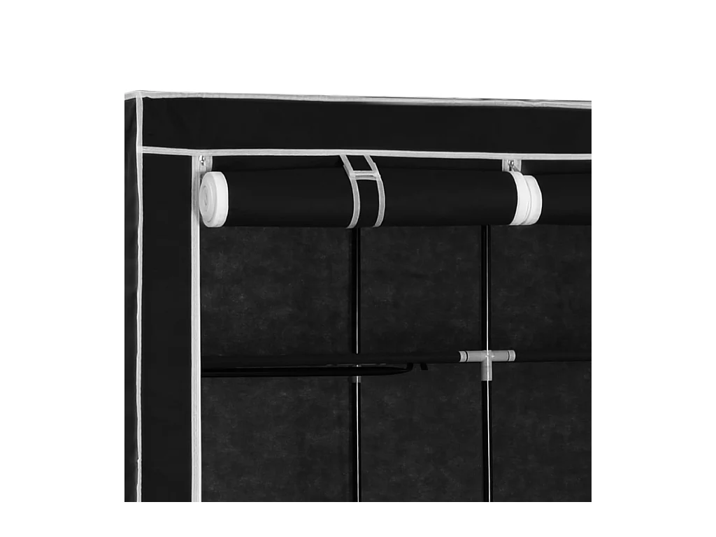 Kledingkast met vakken en stangen Zwart 150x45x175 cm Stof