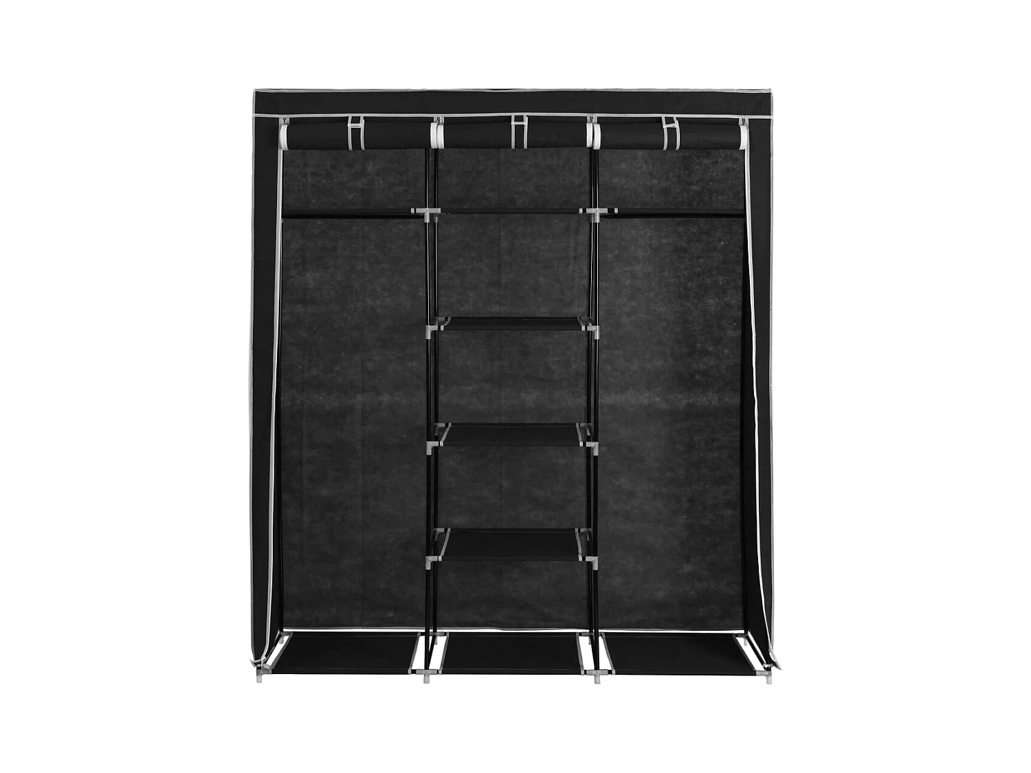 Kledingkast met vakken en stangen Zwart 150x45x175 cm Stof