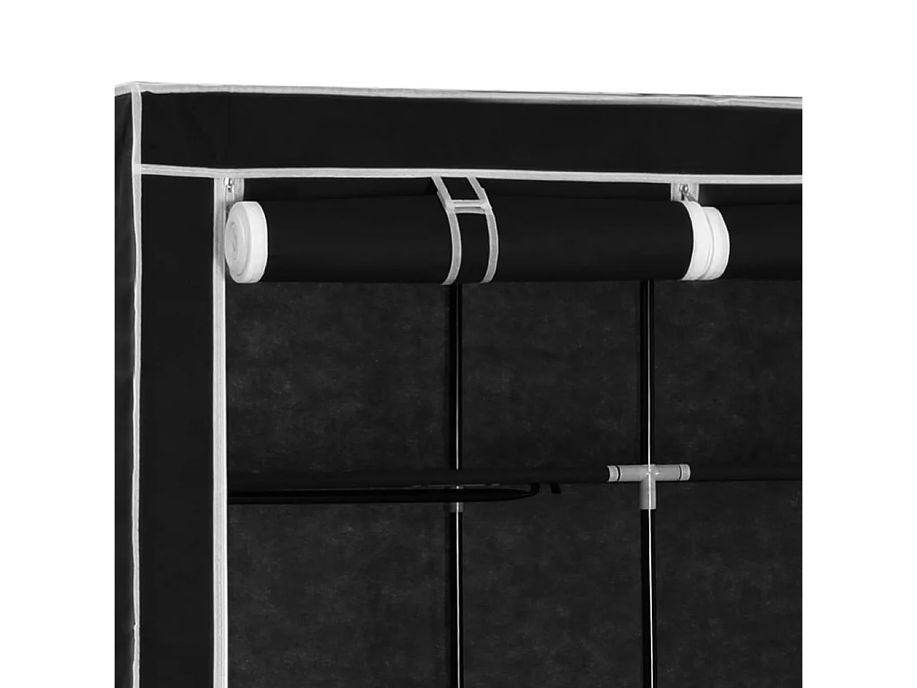 Armadio con scomparti e barre Nero 150x45x175 cm Tessuto