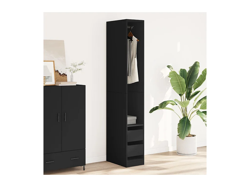 Armario negro 30x50x200 cm madera contrachapada