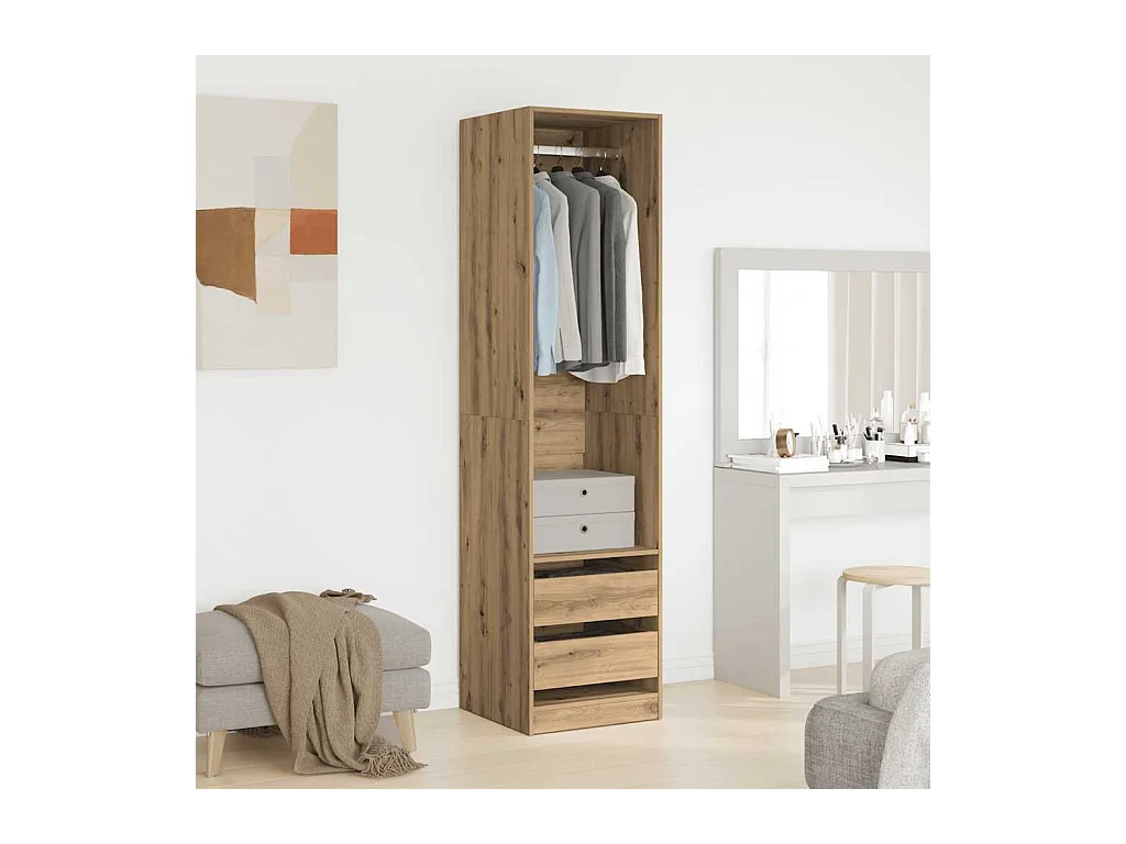 Handgemaakte eikenhouten kledingkast 50x50x200 cm van bewerkt hout