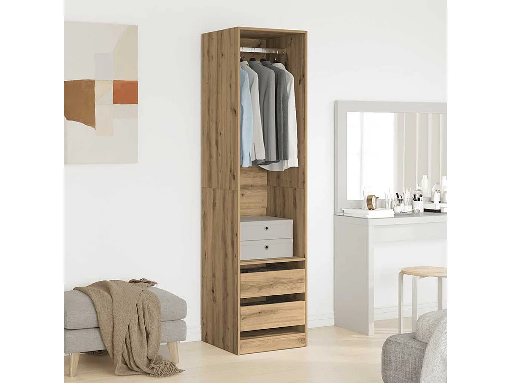 Garde-robe chêne artisanal 50x50x200 cm bois d'ingénierie