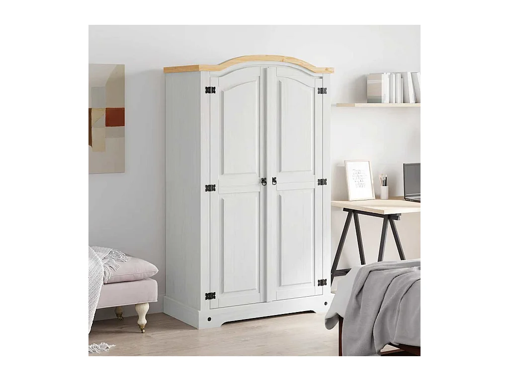 Kledingkast met 2 deuren Corona-serie Mexicaans grenen Wit