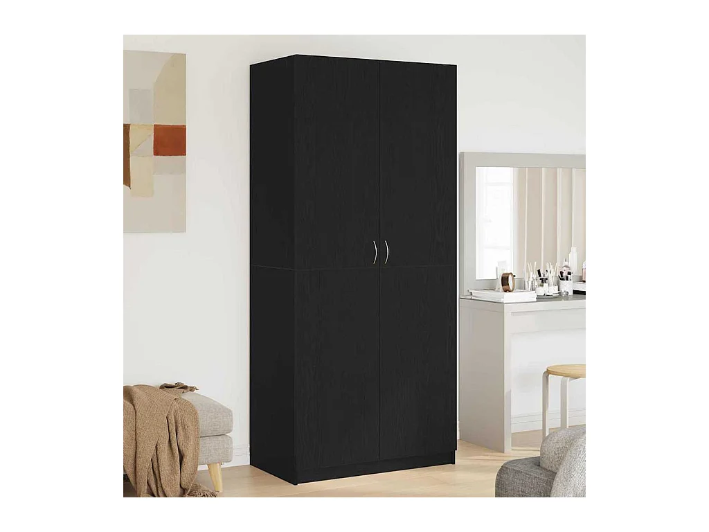 Kleiderschrank mit Stauraum Schwarz 90 x 52 x 200 cm Holzwerkstoff