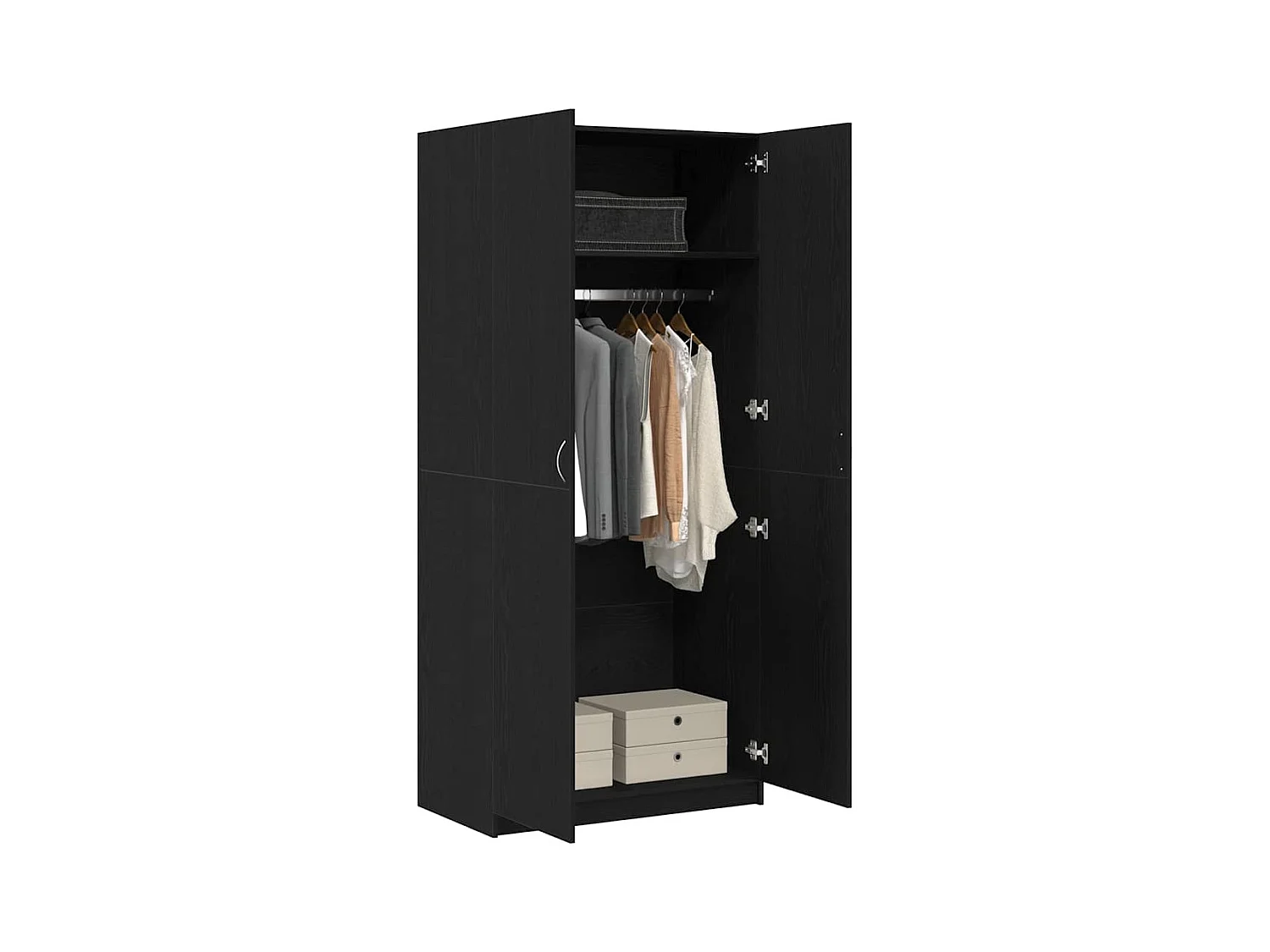 Kleiderschrank mit Stauraum Schwarz 90 x 52 x 200 cm Holzwerkstoff