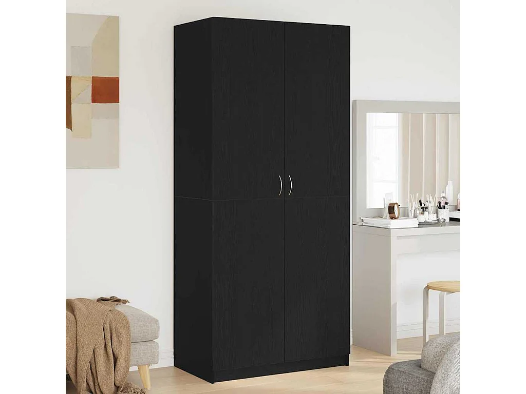 Armoire avec stockage Noir 90 x 52 x 200 cm Bois d'ingénierie