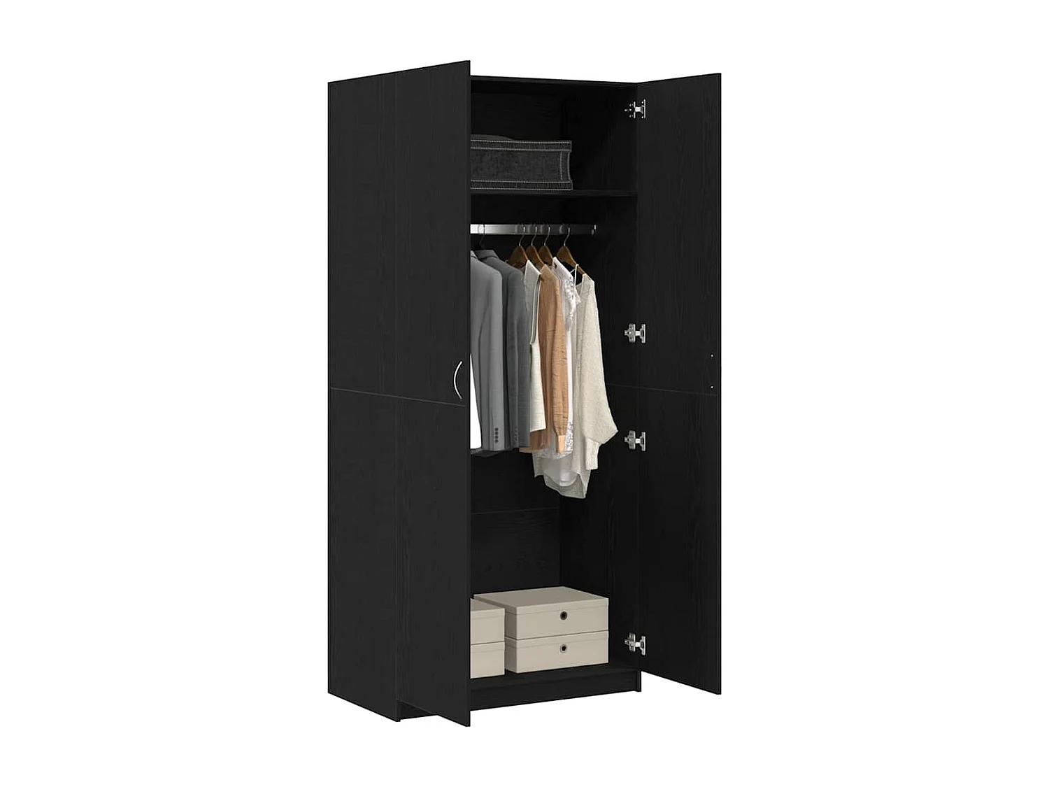 Armoire avec stockage Noir 90 x 52 x 200 cm Bois d'ingénierie