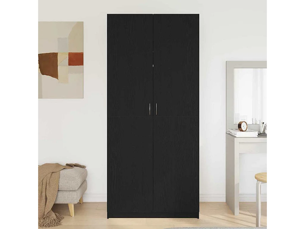Armoire avec stockage Noir 90 x 52 x 200 cm Bois d'ingénierie