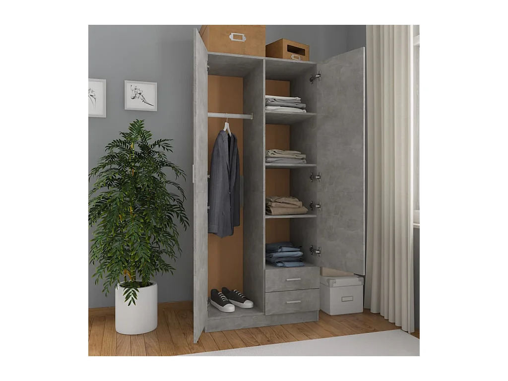 Garde-robe Gris béton 80x52x180 cm Aggloméré