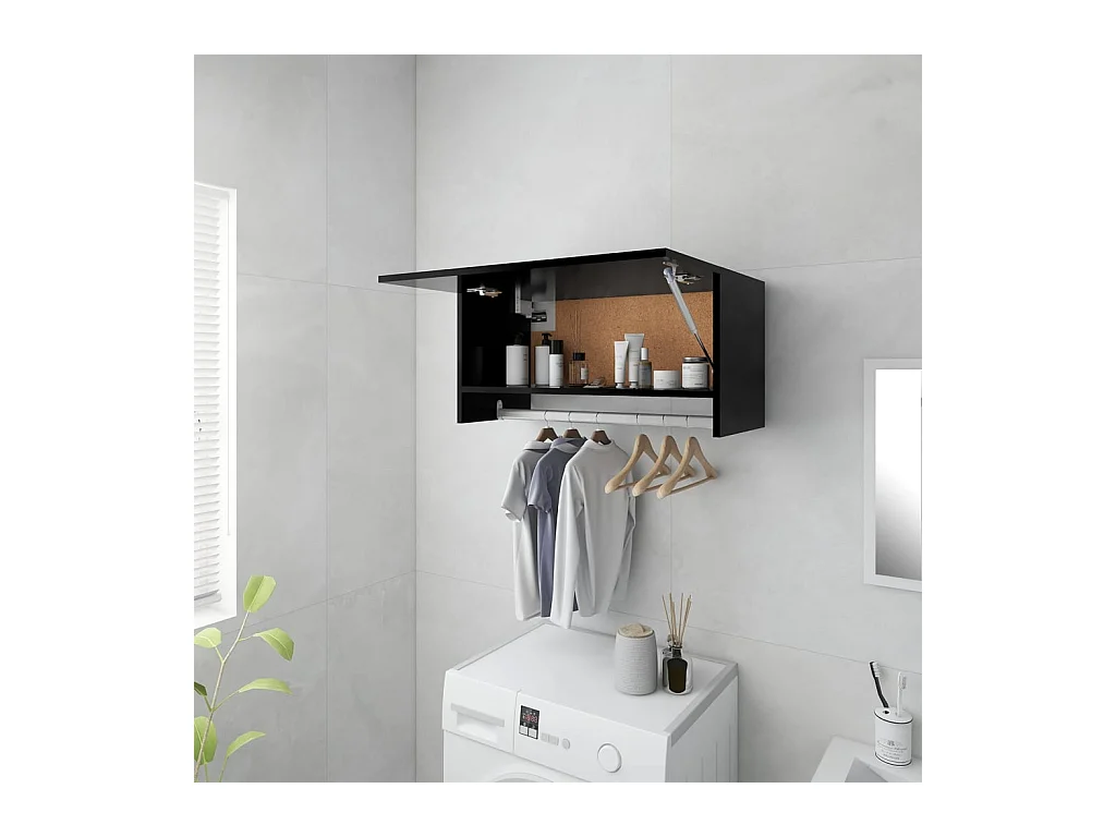 Armario negro 70x32,5x35 cm madera contrachapada