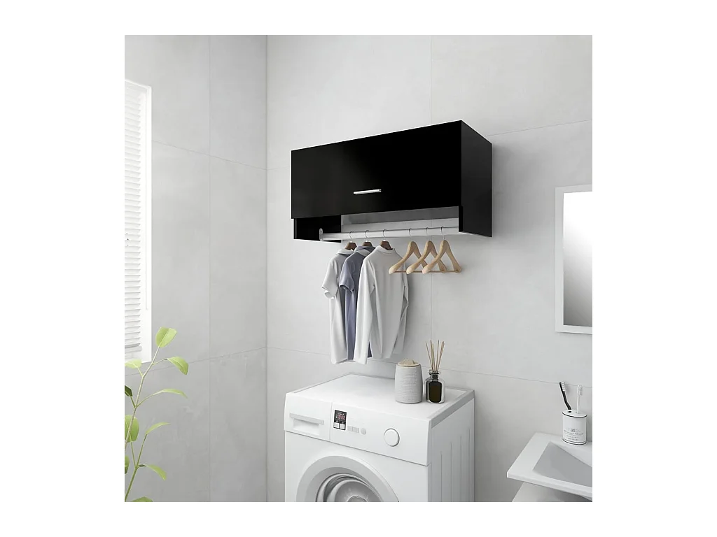 Armario negro 70x32,5x35 cm madera contrachapada