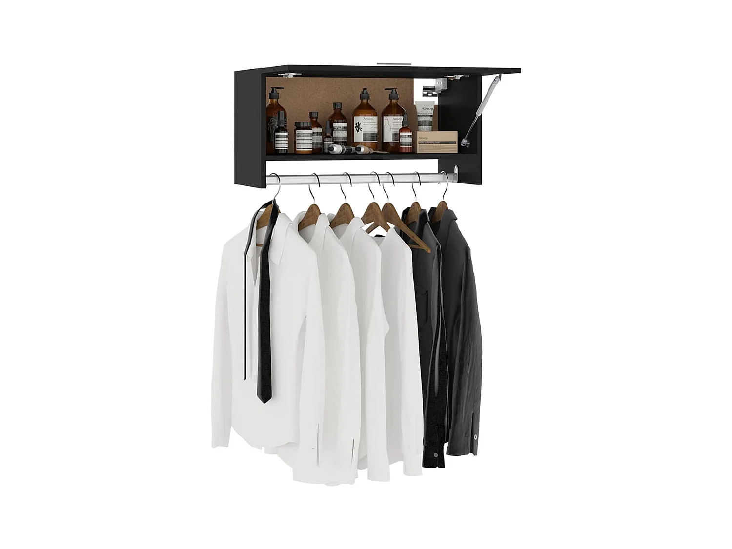 Armario negro 70x32,5x35 cm madera contrachapada