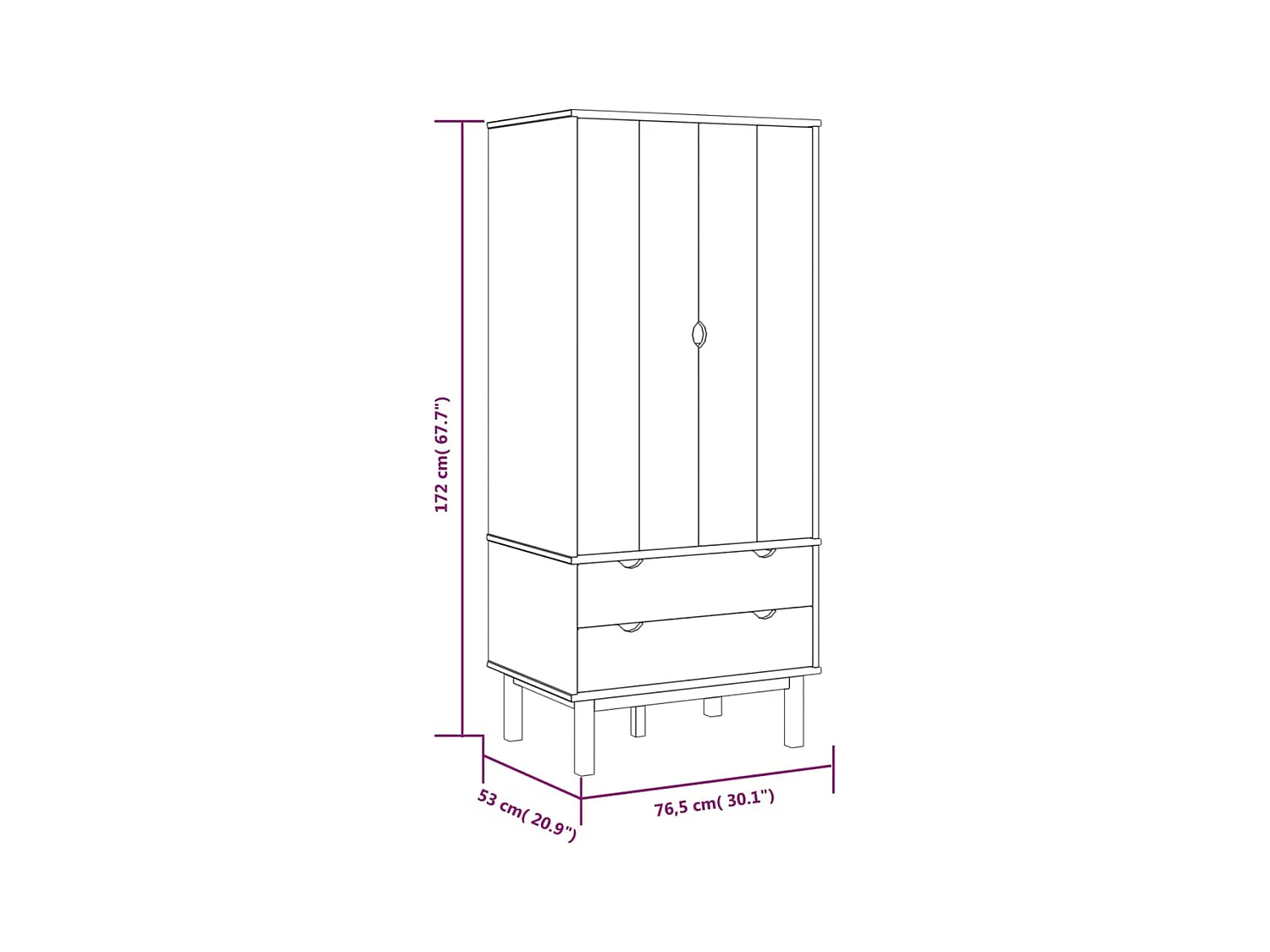 Armadio OTTA 76,5x53x172 cm Legno massello di pino