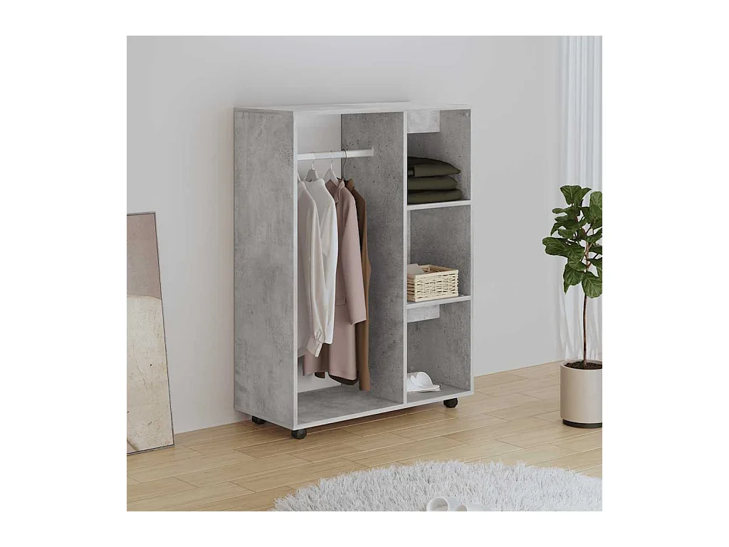 Armadio grigio cemento 80x40x110 cm in legno ingegnerizzato