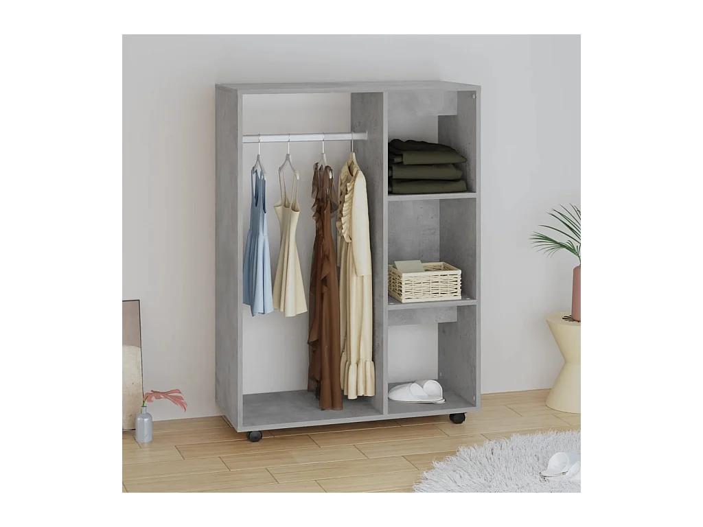 Armadio grigio cemento 80x40x110 cm in legno ingegnerizzato