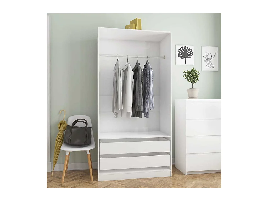 Armario Blanco Brillo 100x50x200 cm Madera Sintética