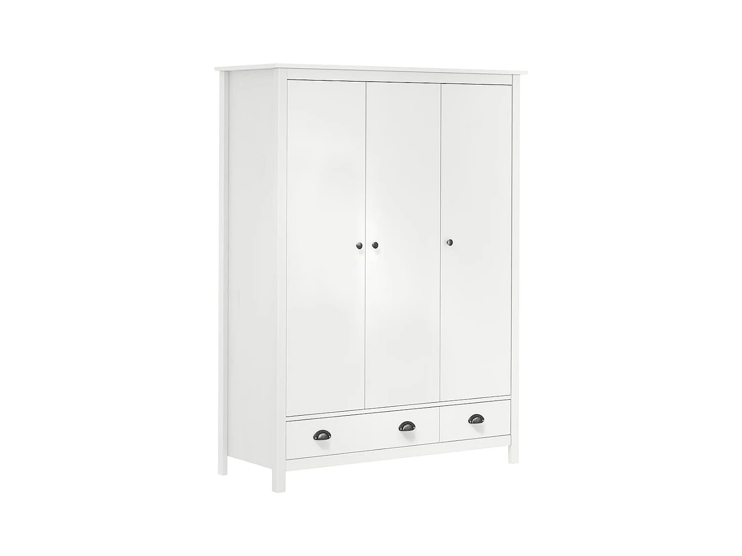 Garde-robe à 3 portes Hill Blanc 127x50x170 cm Bois pin solide