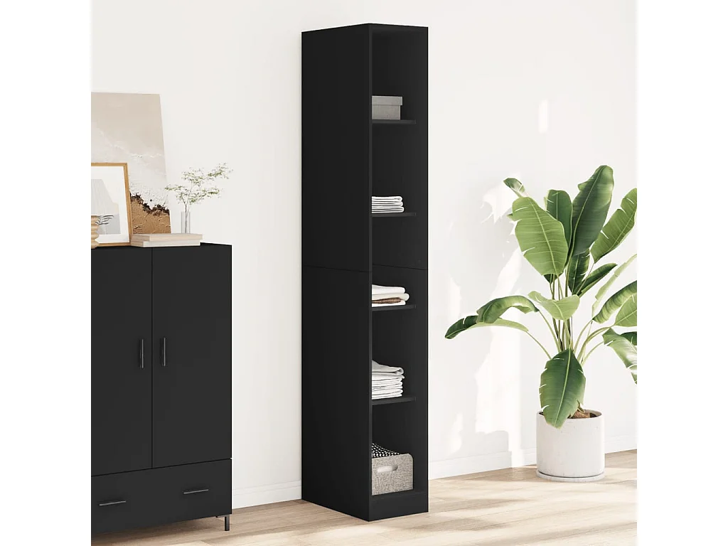 Armadio nero 30x50x200 cm in legno ingegnerizzato