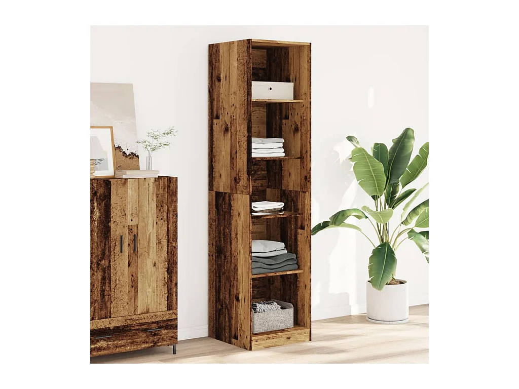 Kledingkast oud hout 50x50x200 cm bewerkt hout