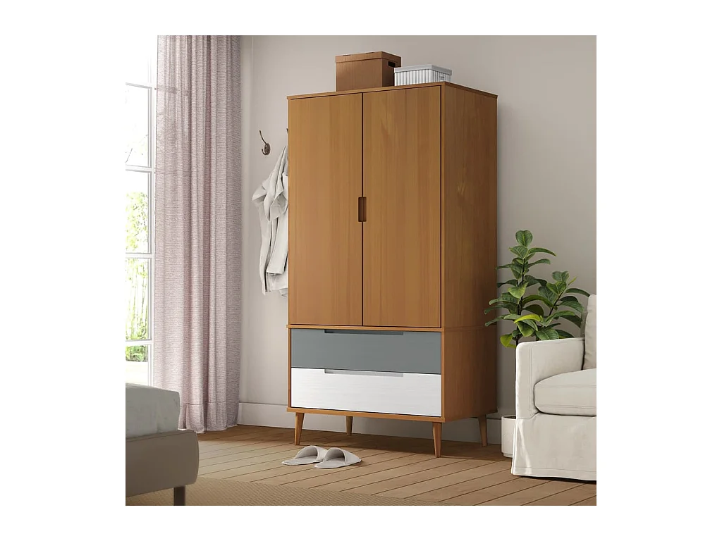 Armadio MOLDE Marrone 90x55x175 cm Legno massello di pino