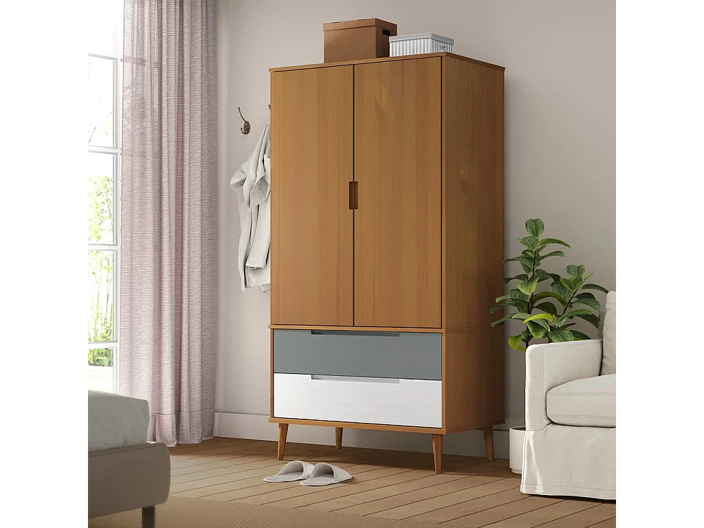 Armario MOLDE Marrón 90x55x175 cm Madera maciza de pino