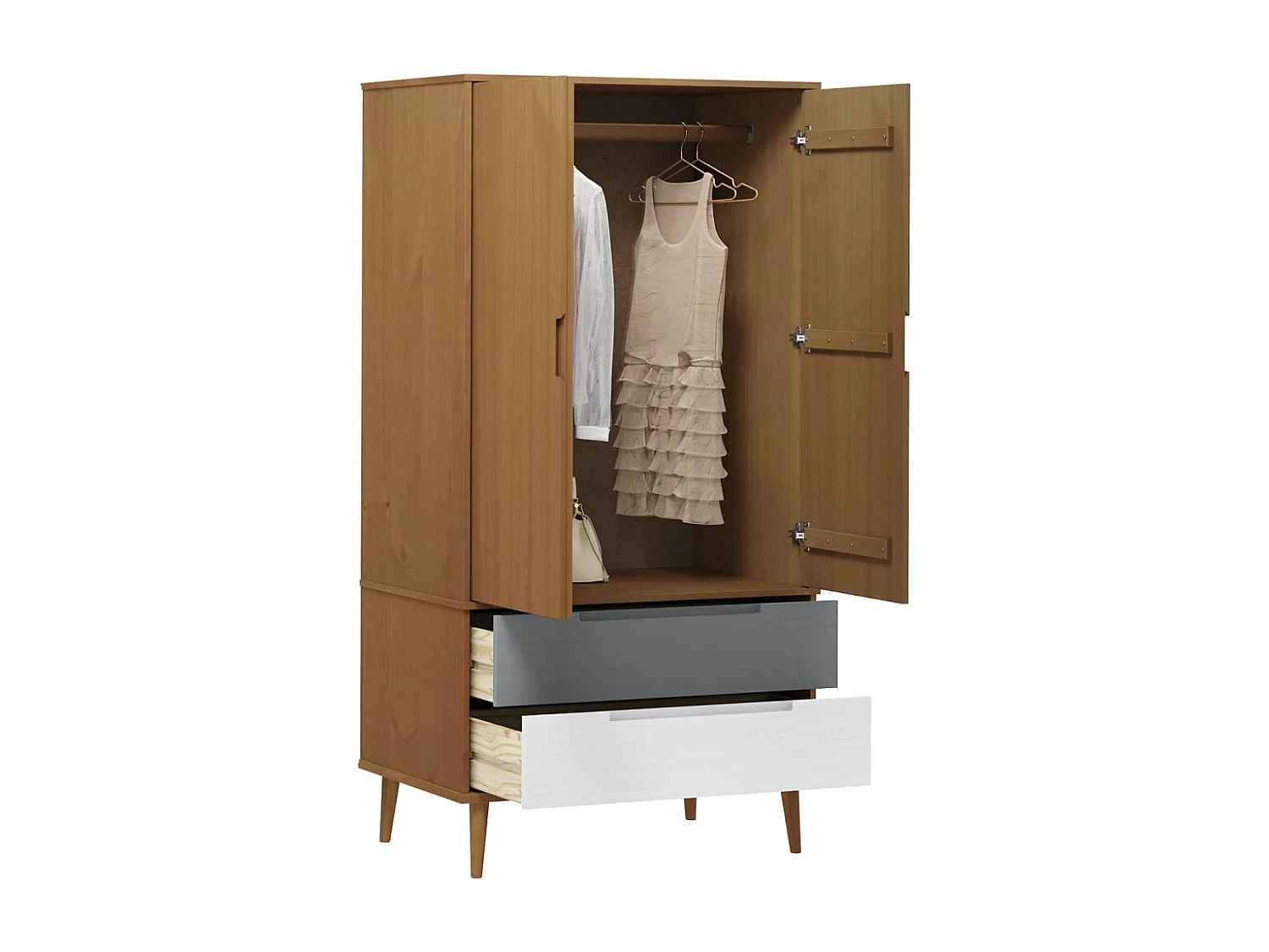 Armario MOLDE Marrón 90x55x175 cm Madera maciza de pino