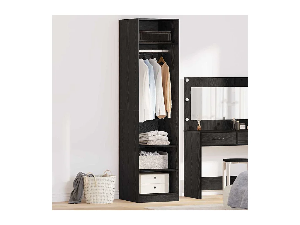 Armoire avec étagère avec stockage Chêne noir Bois d'ingénierie