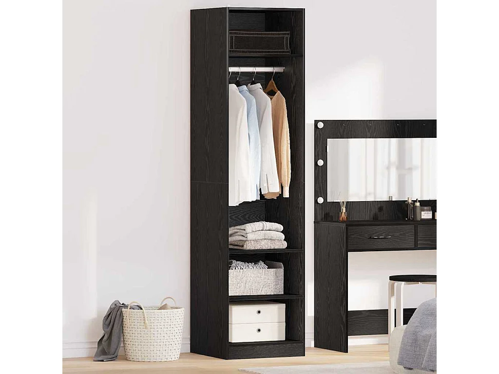 Armoire avec étagère avec stockage Chêne noir Bois d'ingénierie
