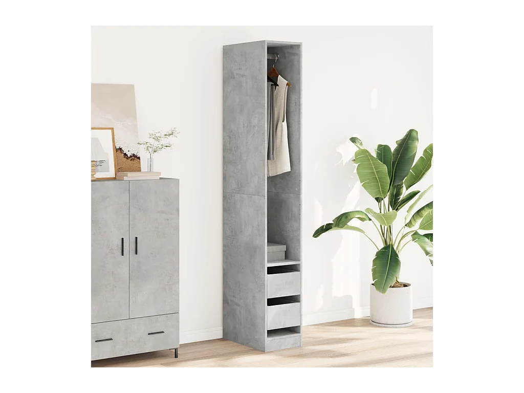 Armadio grigio cemento 30x50x200 cm in legno ingegnerizzato