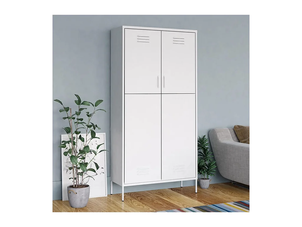 Witte kledingkast 90x50x180 cm Staal