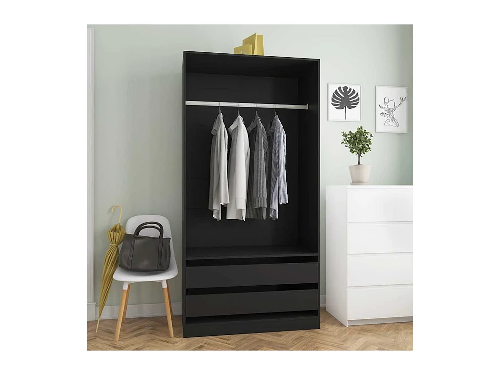 Armario negro 100x50x200 cm Madera contrachapada