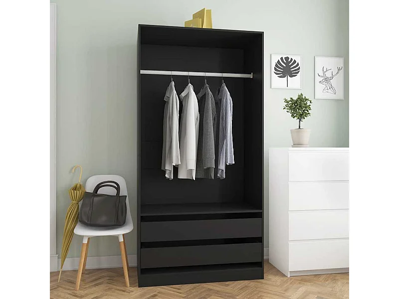 Armadio nero 100x50x200 cm Legno ingegnerizzato