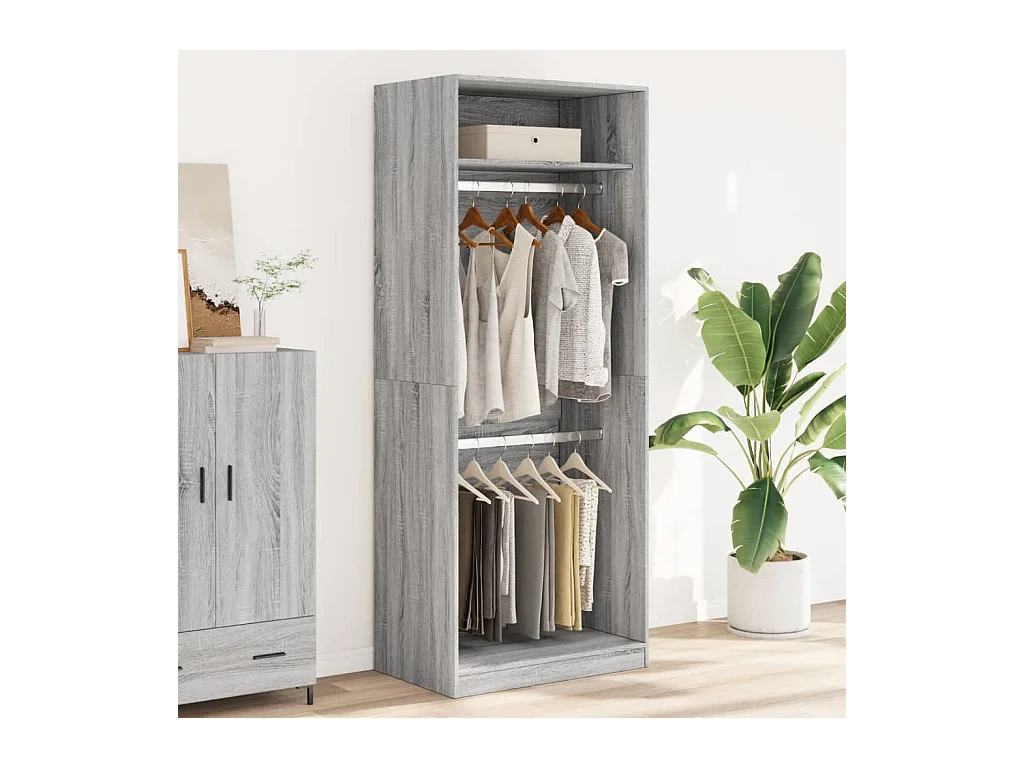 Armadio grigio Sonoma 80x50x200 cm in legno ingegnerizzato