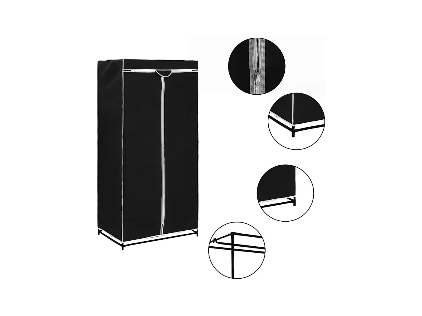 2 pcs Garde-robes Noir 75x50x160 cm