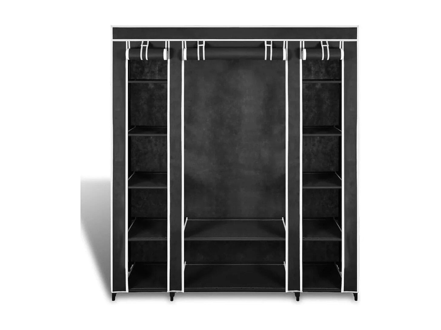 Armario con compartimentos y barras 45 x 150 x 176 cm Negro