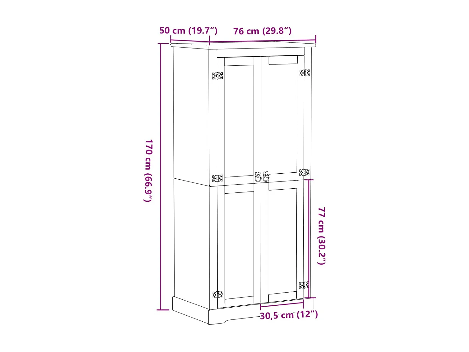 Armario Corona 76x50x170 cm madera maciza de pino